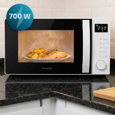 Мікрохвильова піч Cecotec Proclean 5105 Silver 20L з грилем, технологією 3DWave та функцією розморожування, біла