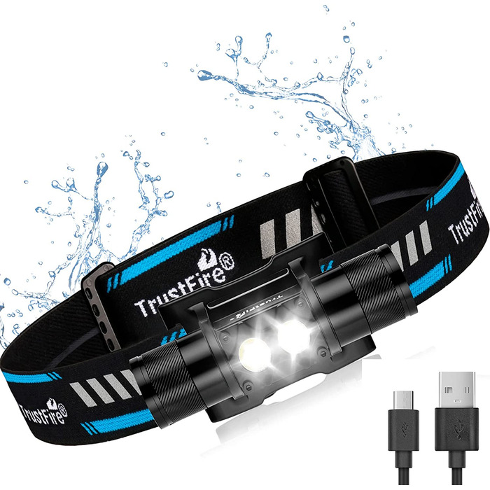 Налобний ліхтар TrustFire H5R, 600 лм, LED, водонепроникний, акумуляторний, для бігу, 5 режимів, з ремінцем