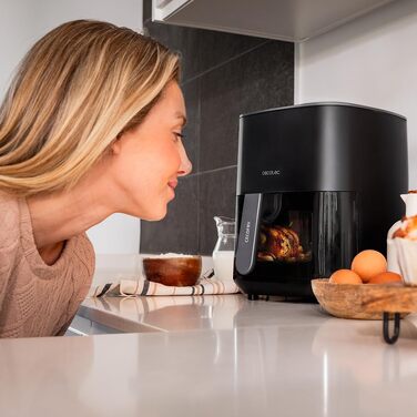 Аерофритюрниця Cecotec Cecofry Fantastik Window 4000 без олії, 4-6.5 л, з вікном, 1400 Вт, сенсорне керування, 9 програм, чорна