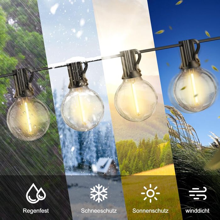 Гірлянда LED вулична 45м, 150 LED, G40, для саду, балкону, тераси, з пультом ДУ, IP44, вологостійка