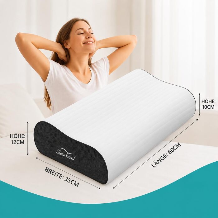 Ергономічна подушка для шиї Sleep Good з ефектом пам'яті (Memory Foam), регульована по висоті, для сну на боці та спині, зі знімним чохлом