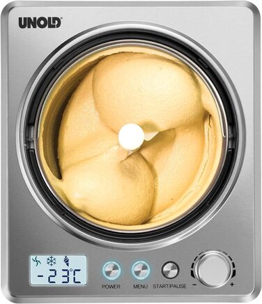 Морозивниця Unold Profi Plus 48880, 2.5 л, нерж. сталь, 250 Вт, автоматична, з компресором, LCD-дисплей, таймер, для веганського, безлактозного та стевієвого морозива