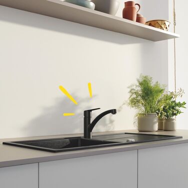 Змішувач кухонний GROHE Start з плоским виливом, чорний, 305302432 - економія води, поворот 140°, легкий монтаж