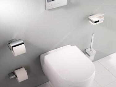 Тримач для туалетного паперу emco LOFT без кришки, алюмінієвий, хромований, настінний, елегантний аксесуар для ванної кімнати
