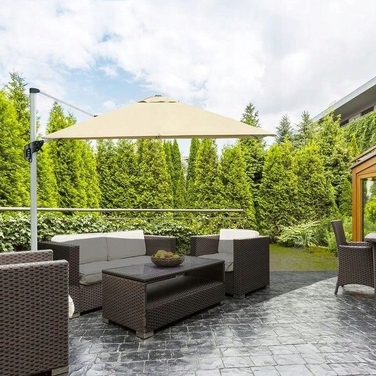 Садова парасолька з консоллю GardenLine, сіра, 420 x 250 см