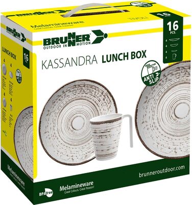 Набір посуду BRUNNER Kassandra для кемпінгу, 16 предметів, на 4 особи, з якісного меламіну, нековзний і довговічний