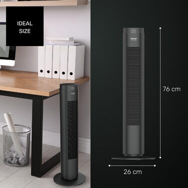 Вентилятор вежний Taurus Babel RCH 50W, 86 см, сірий: 4 режими, таймер, пульт, сенсорний екран