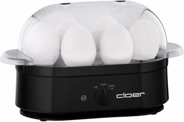 Яйцеварка Cloer 6080, 350 Вт, чорна, з акустичним сигналом