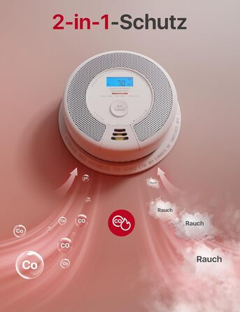Датчик диму та CO X-Sense SC07-WX з Wi-Fi, з змінною батареєю, сумісний з додатком X-Sense Home Security, 1 шт.