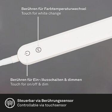 BRILONER LED торшер з димером, сенсорний, регульований теплий і холодний білий, лампа для читання, підлогова лампа для вітальні, світильник стельовий, 20,8x20,8x183 см, білий