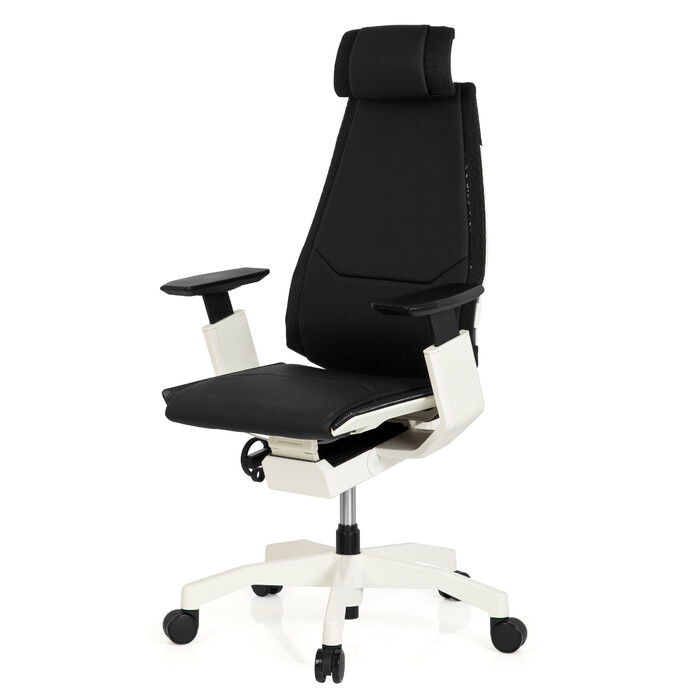 Офісний крісло GENIDIA PRO WHITE - шкіряне, чорне, hjh OFFICE
