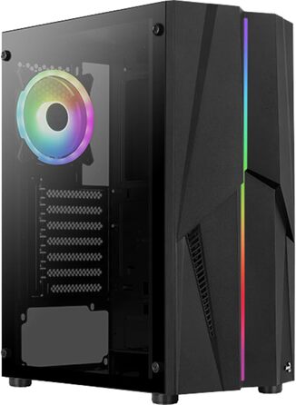 Корпус для ПК Aerocool Mecha ARGB Mid Tower з загартованим склом, ARGB вентилятором 12 см, USB 3.0, підтримкою ATX/Micro-ATX/Mini-ATX, чорний, ігровий