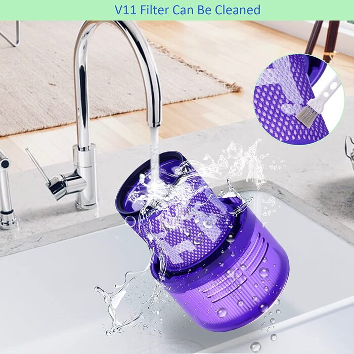 Комплект з 4 фільтрів Laukowind для пилососа Dyson V12, багаторазові миючі фільтри для Dyson V12 Detect Absolute Extra, Total Clean, Fluffy, заміна 971517-01