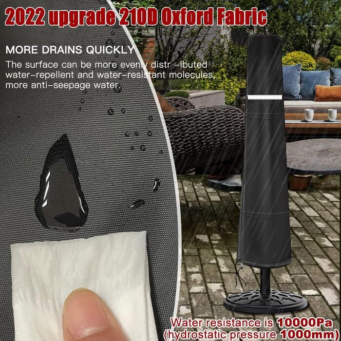 Чохол для парасольки вуличного типу Ampelschirm 420D Oxford (190x30x50 см) - водонепроникний, анти-UV, вітрозахисний, снігостійкий