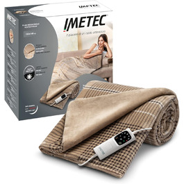 Електрична ковдра Imetec Adapto Elegance 180x140 см, 6 режимів, швидкий нагрів, енергозбереження, м'яка тканина, пральна