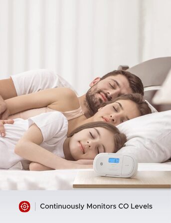 Розумний датчик чадного газу X-Sense XC04-WX з Wi-Fi, сповіщення через додаток X-Sense Home Security, зі змінною батареєю, білий