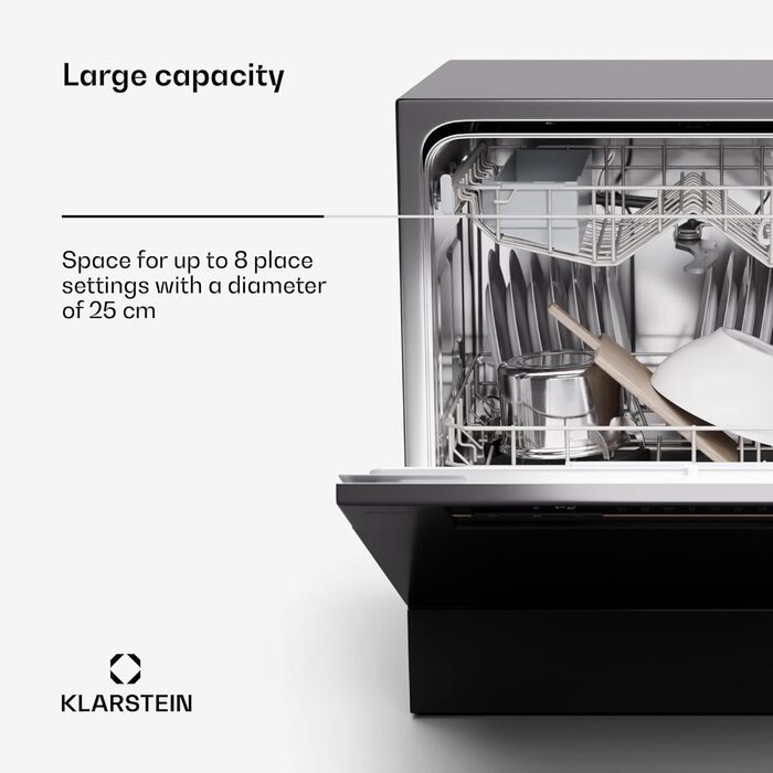 Посудомийна машина Klarstein Mini 6 комплектів, тиха, компактна, 7 програм, для дому, офісу, кемпінгу, з підключенням до води