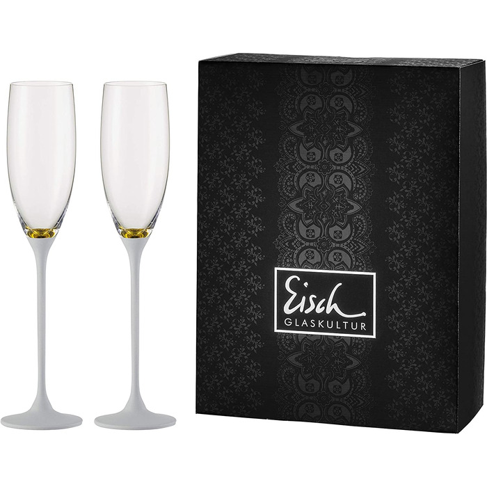 Келихи для шампанського EISCH Exklusiv Gold/білий, 2 шт, подарункова упаковка