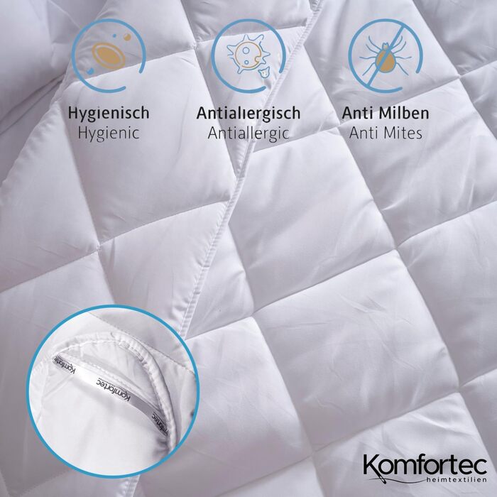Зимова ковдра Komfortec 135x200 см, тепла гіпоалергенна ковдра для зими, щільність 440 г/м², біла