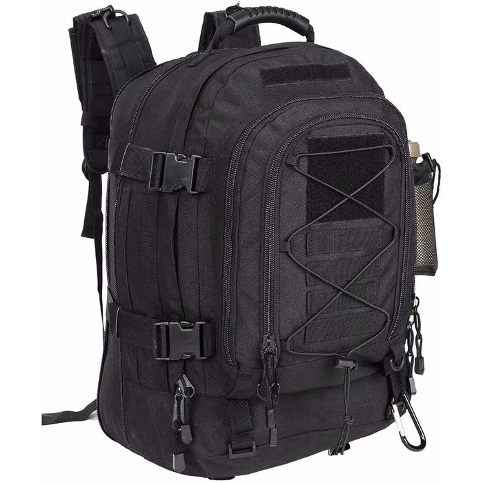 Тактичний армійський рюкзак Prof Army 40-64 л чорний MOLLE для туризму, полювання, кемпінгу