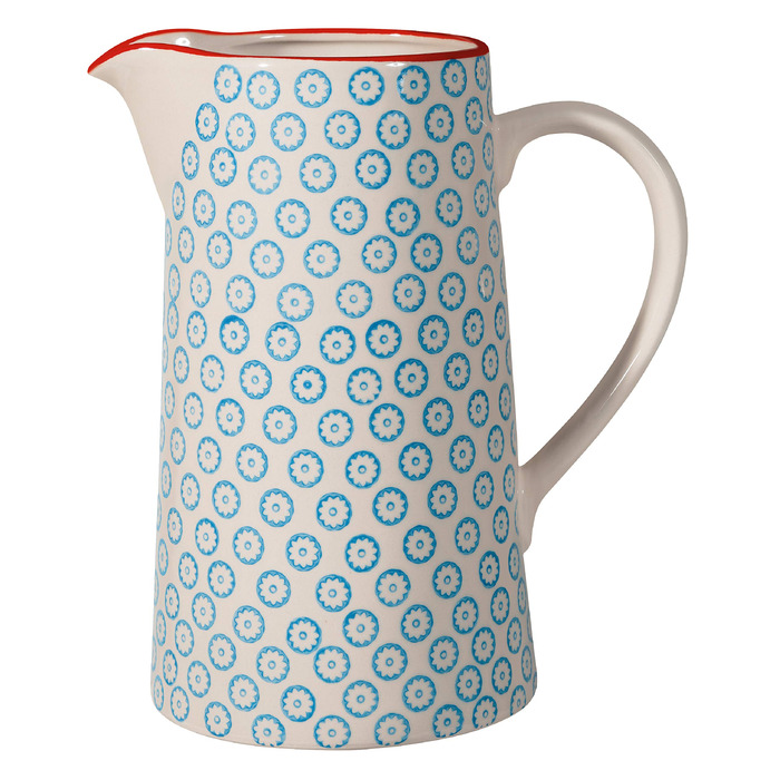 Керамічний глечик для води та молока Bloomingville Emma Retro Vintage, синій, 2 л, 13.5x22.5 см