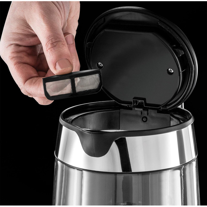 Тостер Russell Hobbs Elegance Glas/Нержавіюча сталь - для 2 скибок хліба або 1 широкої, 6 рівнів підсмажування, розморожування та підігрів, решітка для булочок