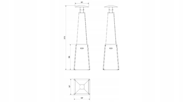 Газовий обігрівач-парасолька для саду KRATKI Umbrella BS, чорний, 12 кВт