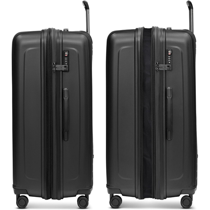 Набір валіз REDOLZ Essentials 14 Black Metallic - 2 шт (S + L) з відділенням для ноутбука | Розширювані валізи для жінок та чоловіків