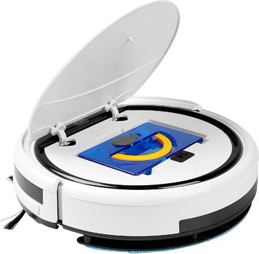 Робот-пилосос MEDION MD 19510 з функцією вологого прибирання, гіроскопічною навігацією, до 90 хв роботи, для твердих підлог, килимів, плитки, ламінату, оптимізований для шерсті тварин (2020)