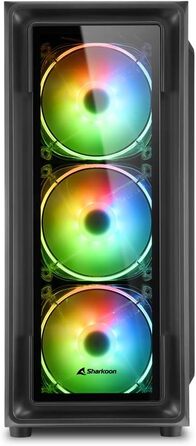 Комп'ютерний корпус Sharkoon TK4 RGB зі скляною панеллю, підсвітка RGB, для ігрового ПК