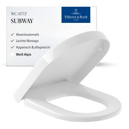 Сидіння для унітазу Villeroy & Boch Subway D-подібне, SoftClose, білий альпійський (Duroplast), 9M55S101