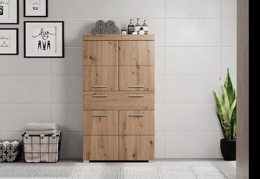 Високий шафа для ванної кімнати trendteam Amanda, 73x130x31 см, колір дуб асті, меблі для ванної
