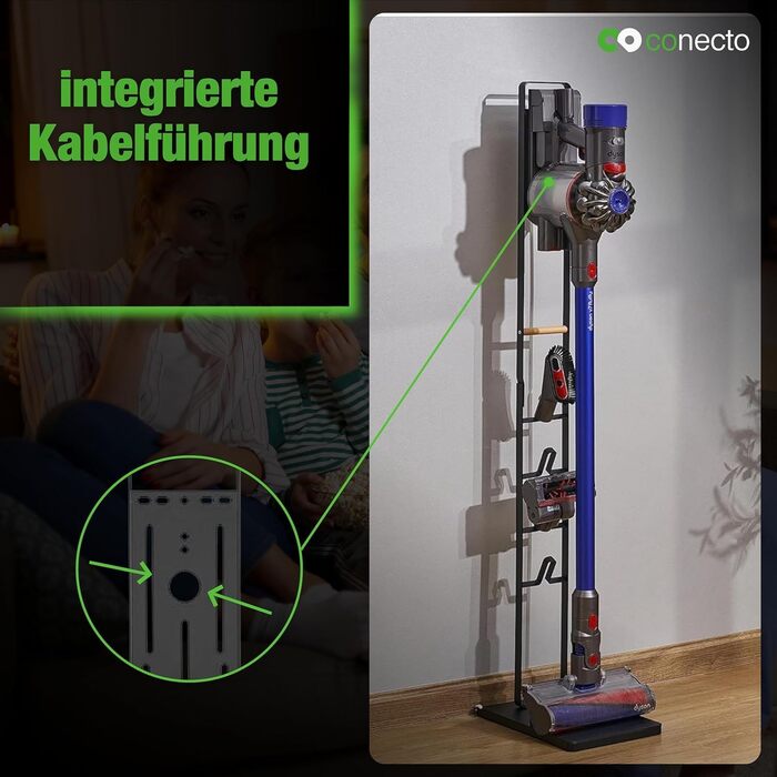Стійка для пилососа Dyson Gen5, V15, V12, V11, V10, V8, V7, V6 - універсальний тримач для підлоги (Бук, Чорний)