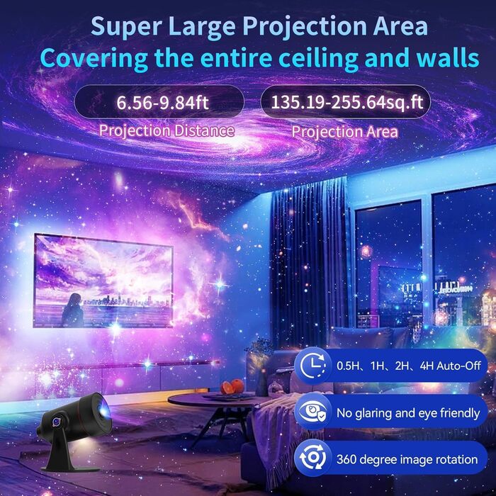 Проєктор зоряного неба VanSmaGo 8 покоління Sternenhimmel Galaxy: Планетарій, нічник HD, обертання 360°, таймер