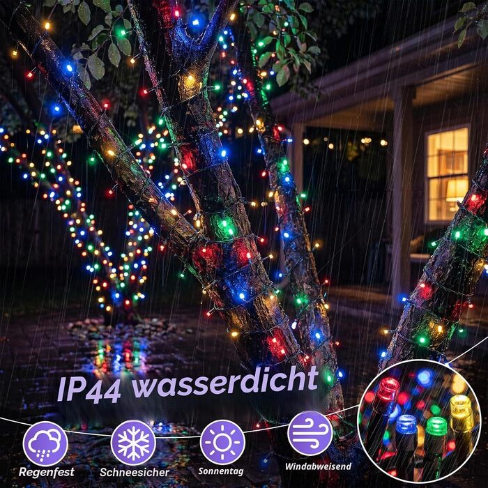 Світлодіодна гірлянда для вулиці та дому 80м, 800 LED, багатоколірна, IP44 водонепроникна, 8 режимів роботи з таймером та пам'яттю, для саду, балкона та кемпінгу