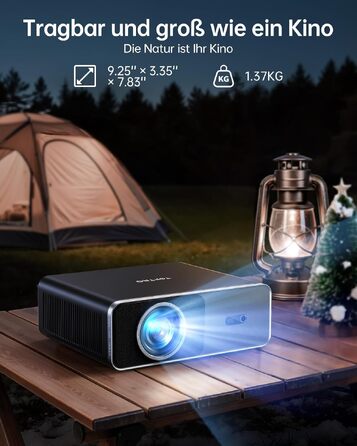 Smart проектор TOPTRO 4K HDR10 WiFi 6 Bluetooth: Dolby Audio, 1000 ANSI лм, Автофокус, Трапецеїдальна корекція 6D, Підтримка Netflix, Чорний