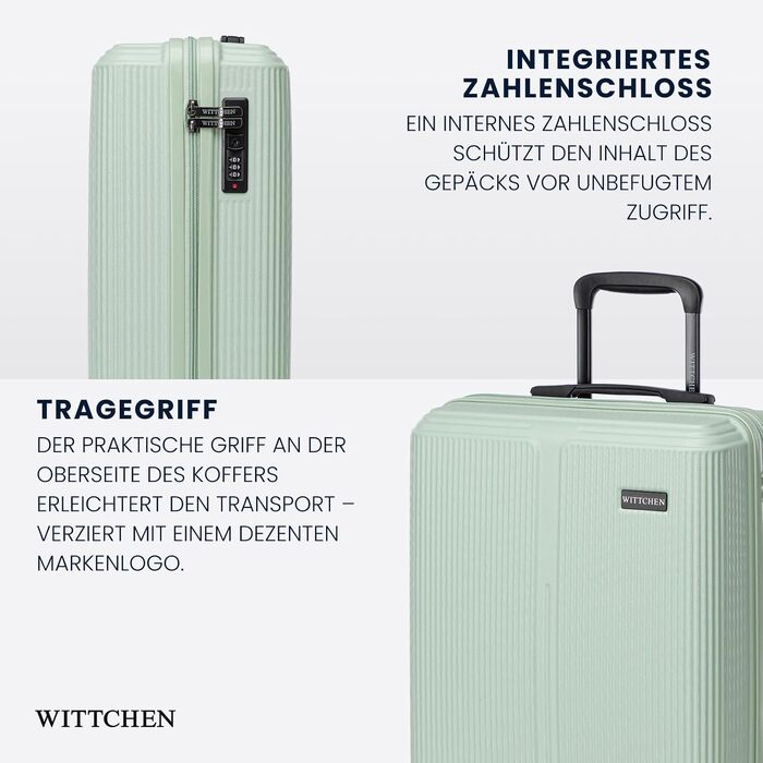 Валіза велика Wittchen Stripes Line XL (76.5x50x29 см), пластикова Hartschalen ABS, 96 л, м'ятна