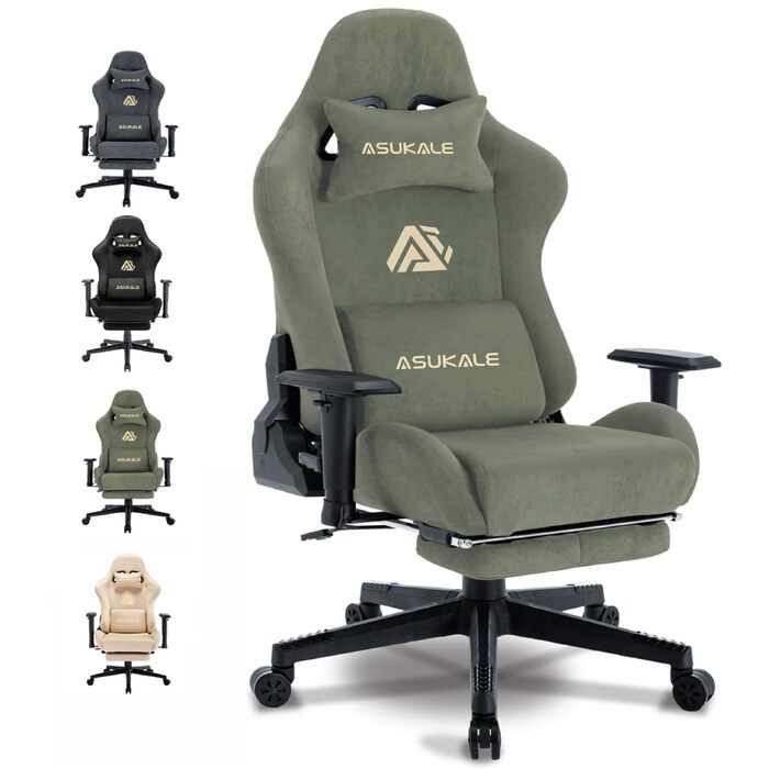 Ігрове крісло Ergonomic Gaming Stuhl — ергономічний офісний стілець з масажною підтримкою попереку, підставкою для ніг та дихаючої тканини, зелене