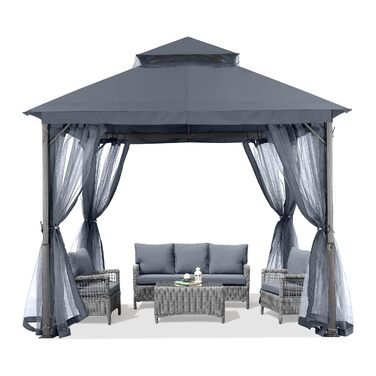 Павільйон садовий ABCCANOPY 2.5x2.5м водонепроникний, з сіткою, зимостійкий, сірий - для вечірок та захисту від сонця та дощу