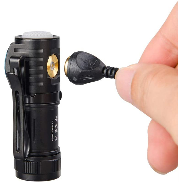 Ліхтарик TrustFire MC12 Mini LED, 1000 Люмен, акумулятор 16340, магнітна USB зарядка, без налобного ременя, чорний
