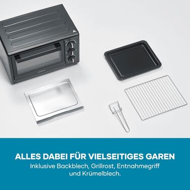 Міні-піч Severin Bake&Toast TO 2078, 20Л, 1600Вт, з таймером та конвекцією (верхній та нижній підігрів), чорна