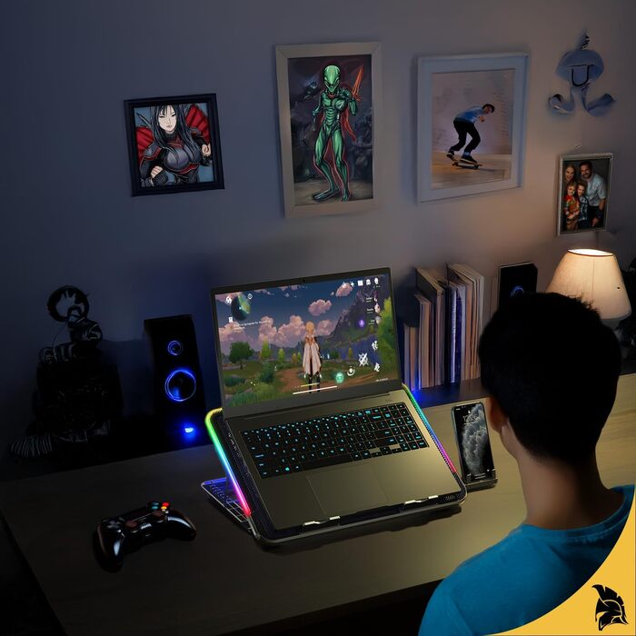Охолоджувач для ноутбука Empire Gaming Guardian C600 (12''-15.6''), 6 вентиляторів, RGB-підсвітка, 5 рівнів висоти та знімний тримач