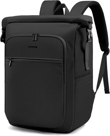 LOVEVOOK Рюкзак Rolltop, чорний, 17.3 дюйми, водонепроникний, для подорожей, школи, університету, велосипеда