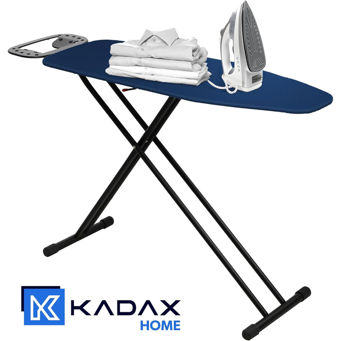 Праскадошка KADAX 120x38 см, складана, регульована по висоті, з антипригарними ніжками та 8 мм пінною підкладкою, темно-синя
