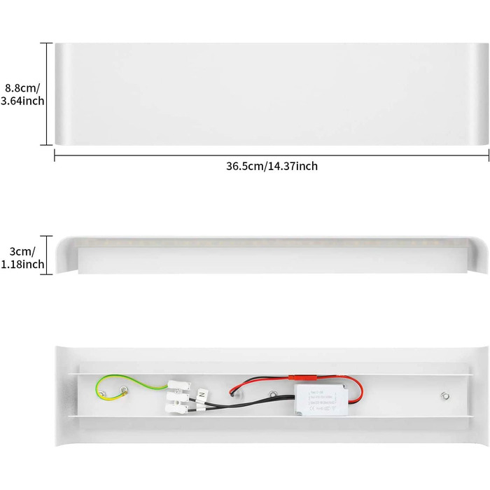 LED настінні світильники Ledmo 12W, 4 шт, чорні, алюмінієві, тепле біле світло 3000K, для внутрішнього освітлення, Up&Down лампи