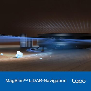 Робот-пилосос Tapo RV20 Max Plus з функцією вологого прибирання, автоматичною станцією для збору пилу, потужністю всмоктування 5300Па, ультратонкий 83 мм, сумісний з Alexa та Google Assistant, керування через додаток