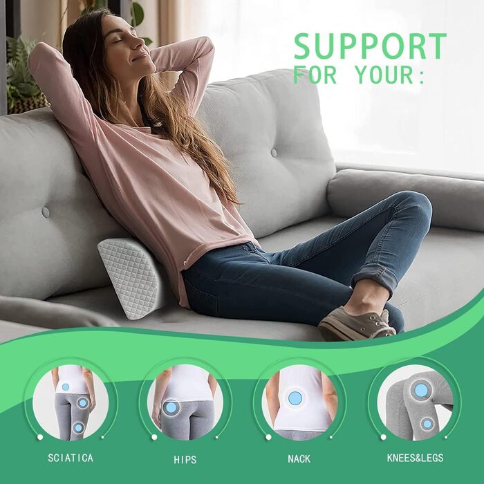 Подушка між ногами для сну на боці з ефектом пам'яті (Memory Foam), універсальна ортопедична подушка для колін, попереку та шиї, 50x20x10 см