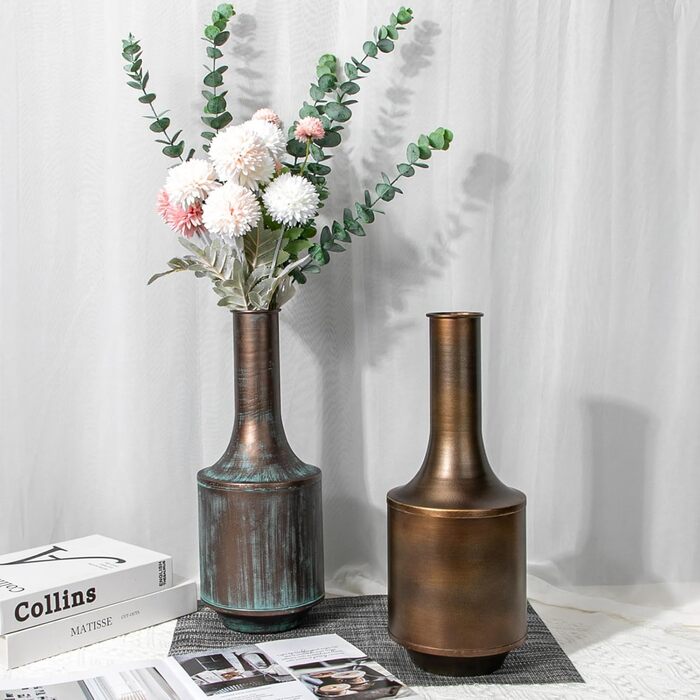 Вінтажна металева ваза для квітів Vasen Groß синього кольору в стилі Shabby Chic для букетів та декору