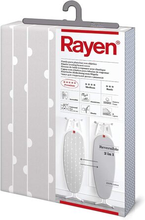 Універсальний прасувальний чохол Rayen, 3 шари (алюміній, піна, бавовна), двосторонній, 51x127 см, сірий зі смужками