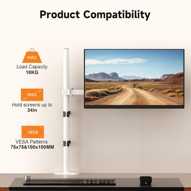 Кріплення для монітора Bracwiser: регульована підставка для LCD/LED моніторів 13-32", до 10 кг, VESA 75x75/100x100
